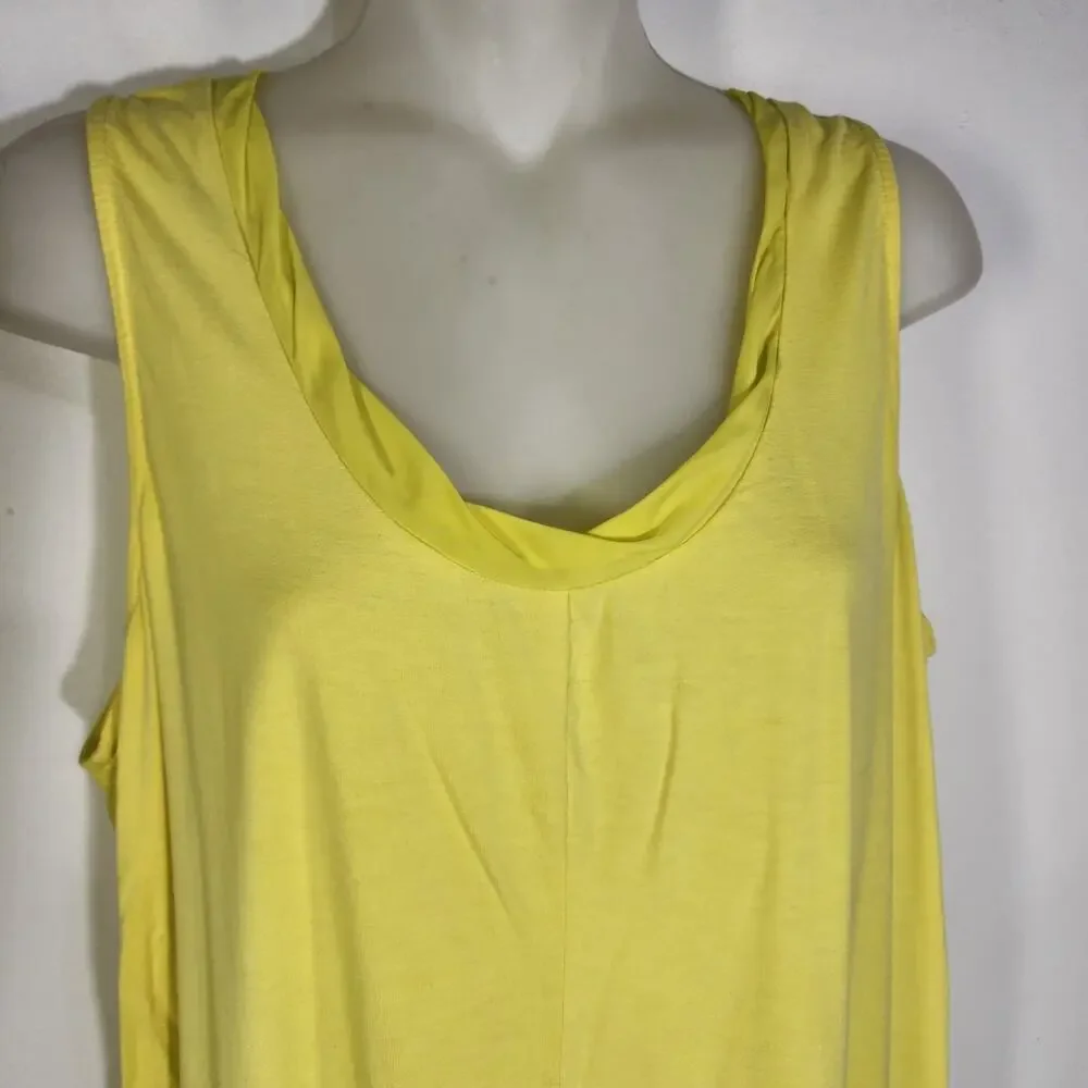 J. Crew Womens Tank Top Medium Yellow Sleeveless Pullover Knit Woven Scoop Neck